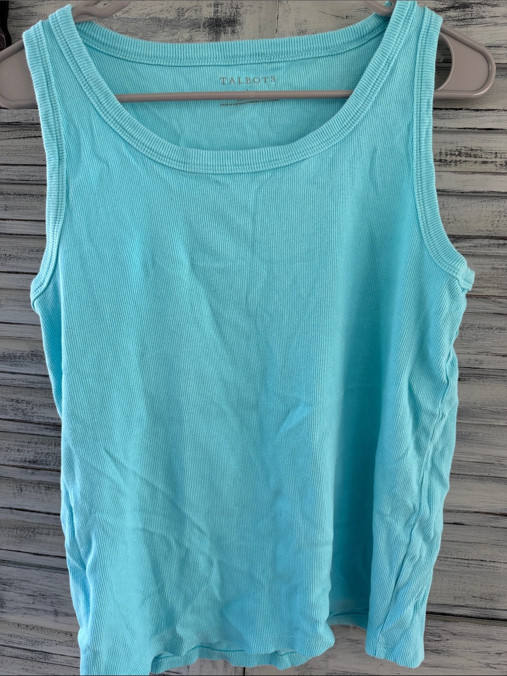 Talbots Bright Turquoise Cotton Scoop Neck Tank Size L